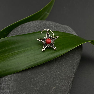 Big Red Star Nose Pin
